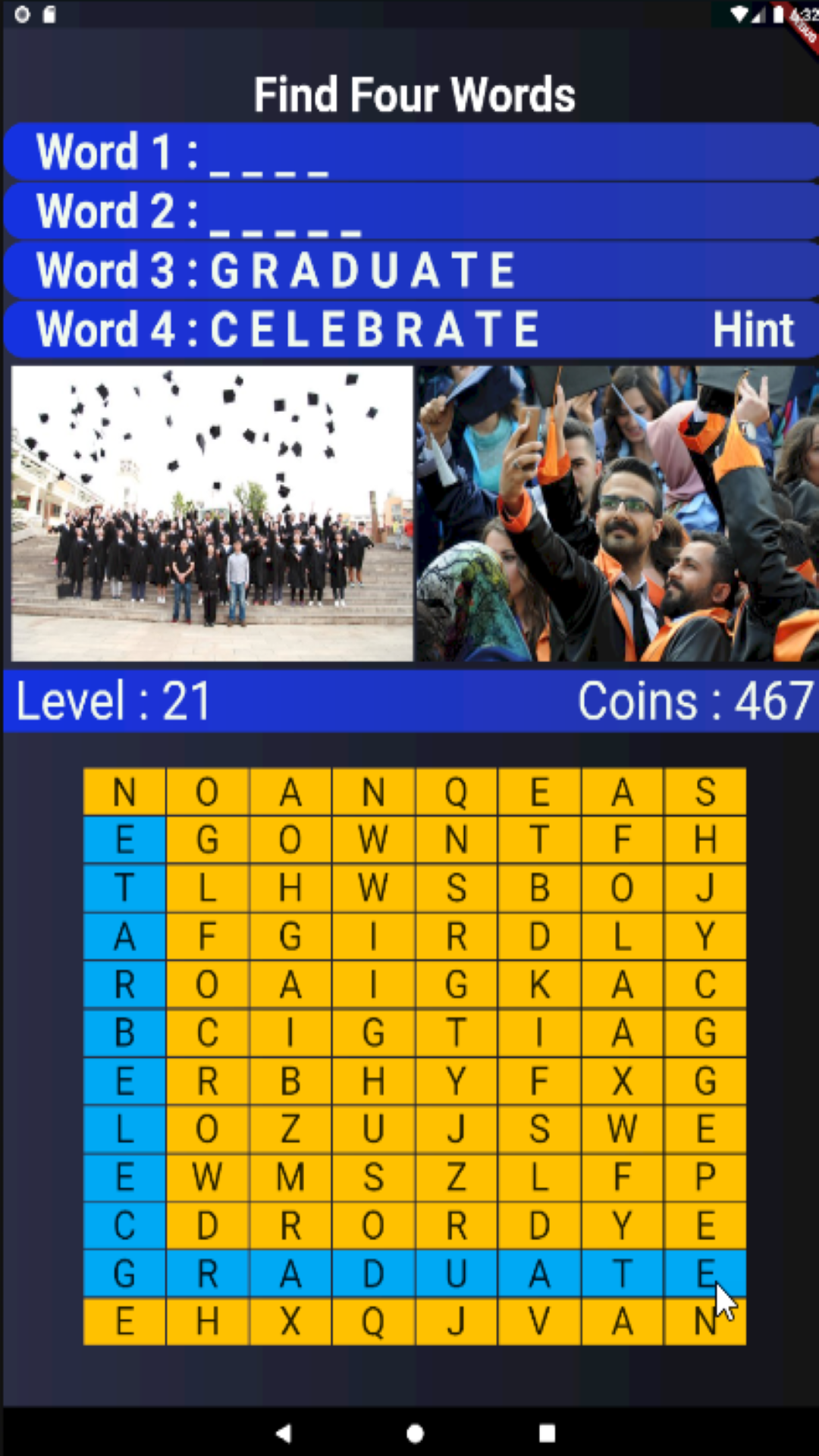 Find Four Words